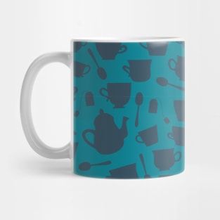 Teacup and Teapot Silhouettes- blue teal Mug